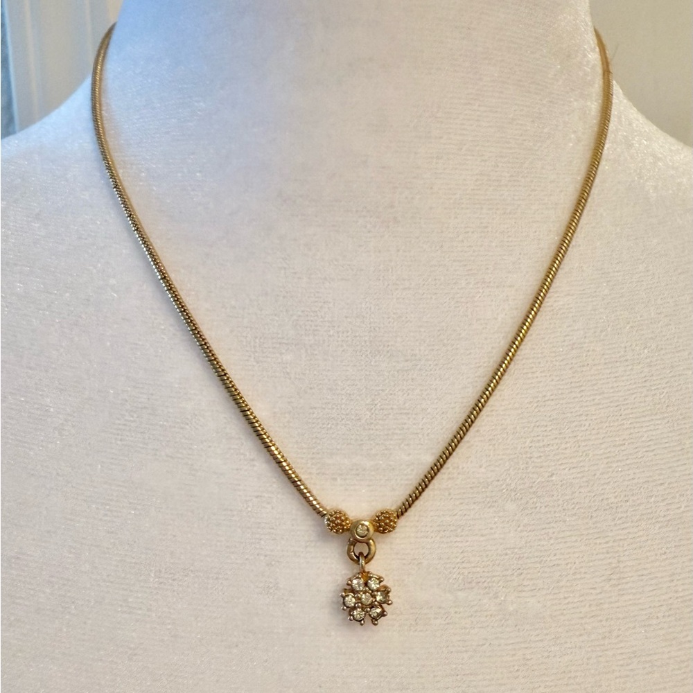Dior Gold Finish Necklace with Floral Charm
